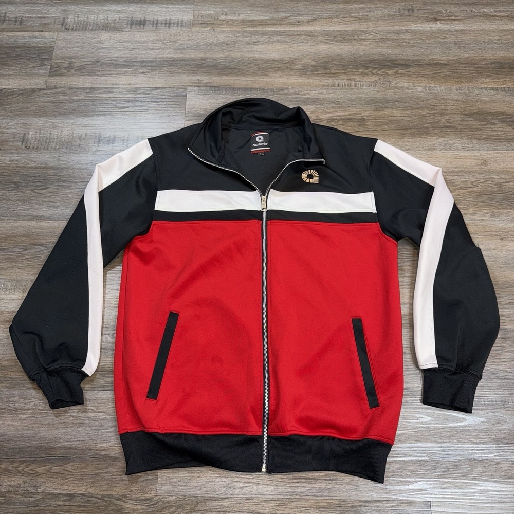 Akademiks Jacket Mens Large Long Sleeve Track Black Red White Long Sleeve Y2K